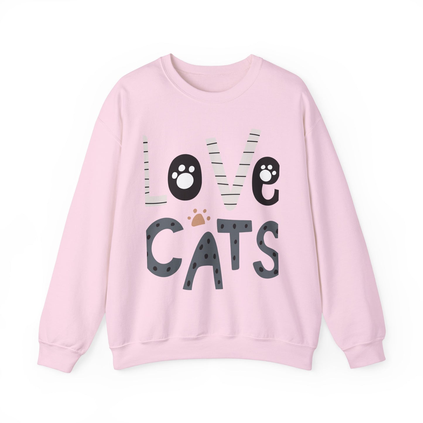 Crewneck Sweatshirt Cute “Love Cats” Design