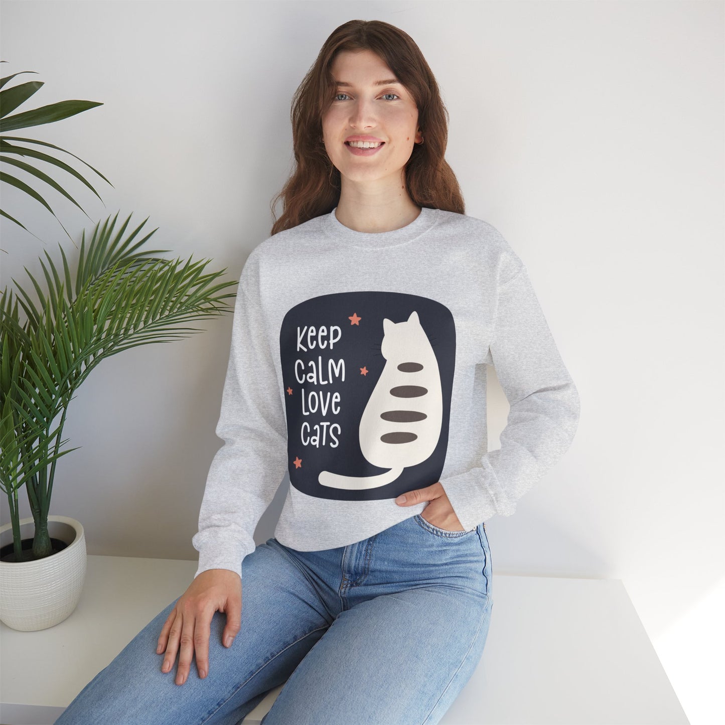 Keep Calm Love Cats Crewneck Sweatshirt