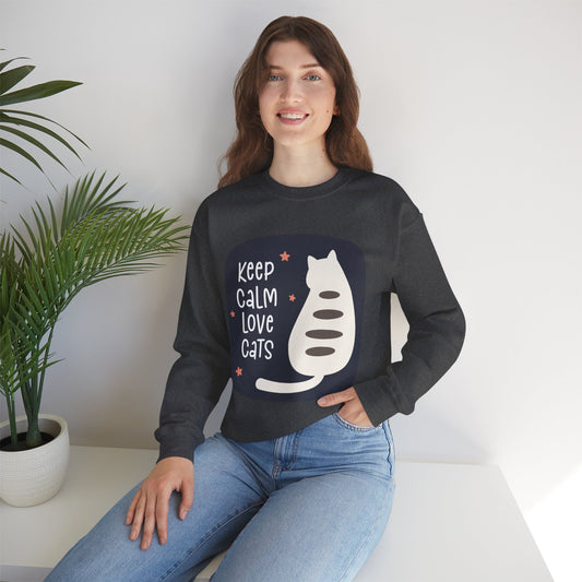 Keep Calm Love Cats Crewneck Sweatshirt