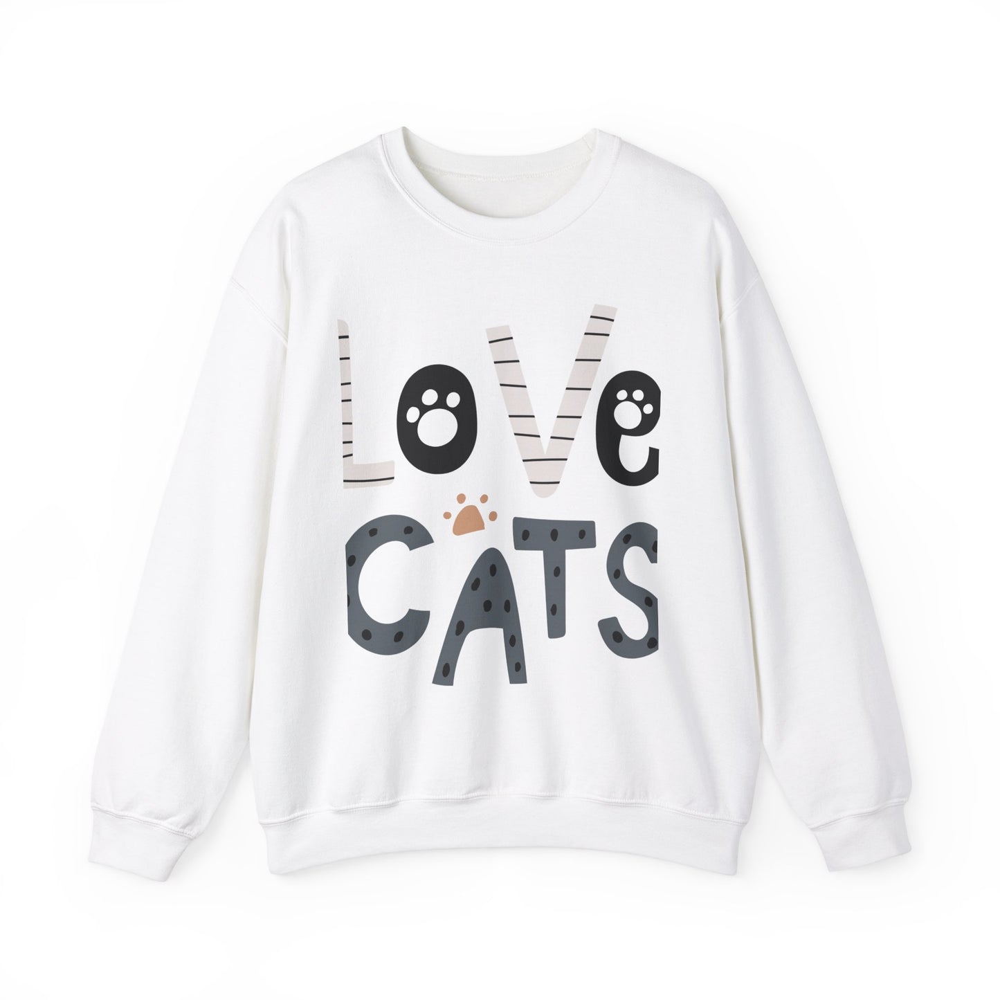 Crewneck Sweatshirt Cute “Love Cats” Design