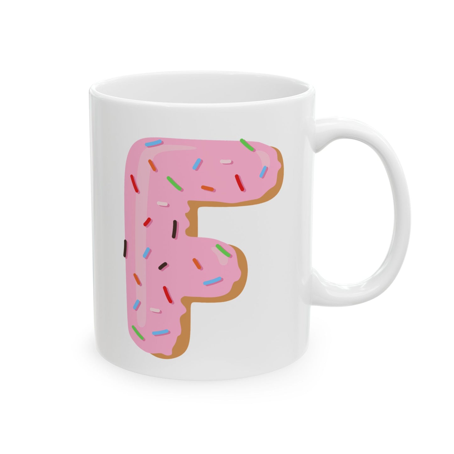 Letter “F” Ceramic Coffee Mug Donut Print