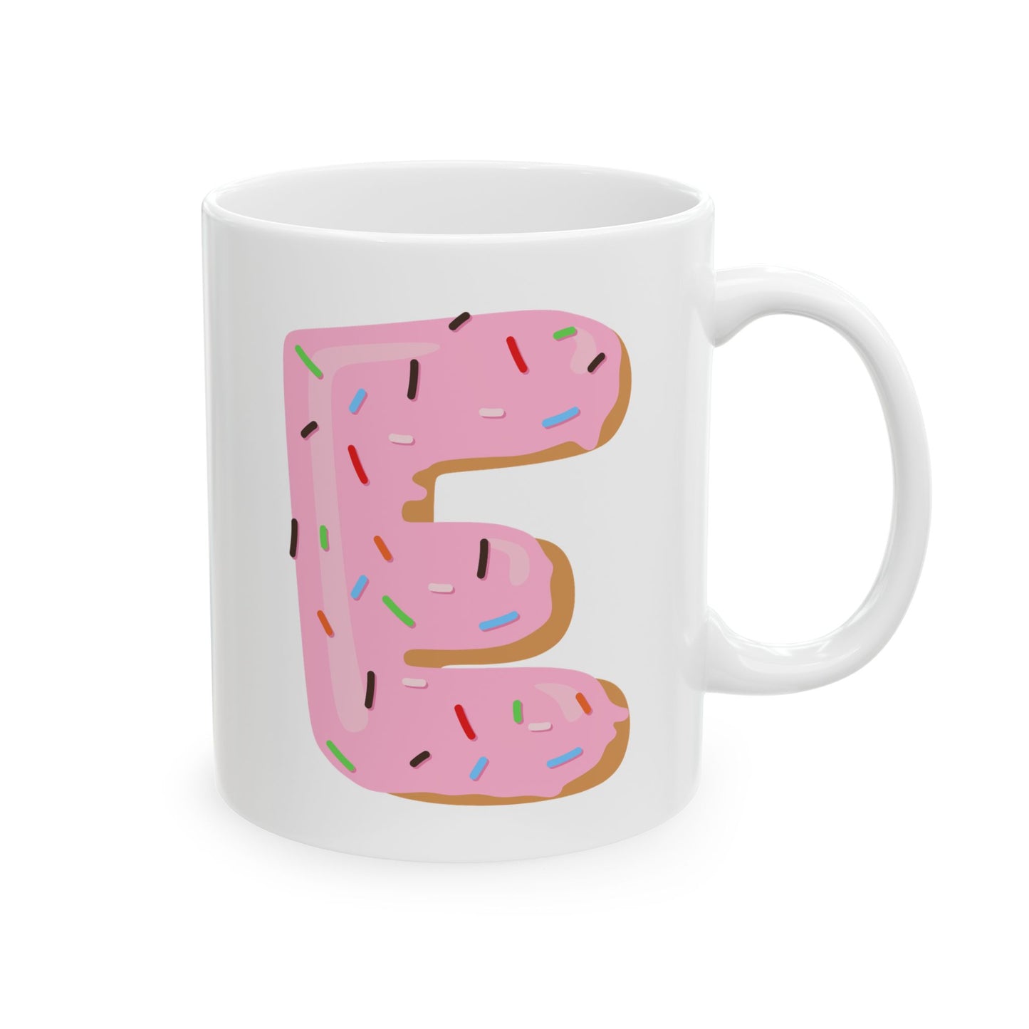 Letter “E” Ceramic Coffee Mug Donut Print