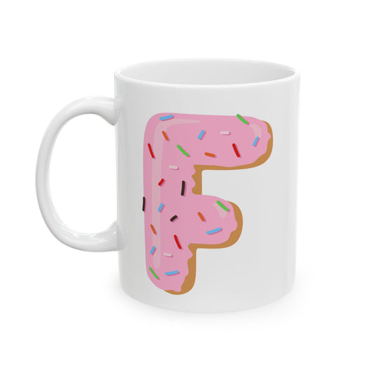 Letter “F” Ceramic Coffee Mug Donut Print