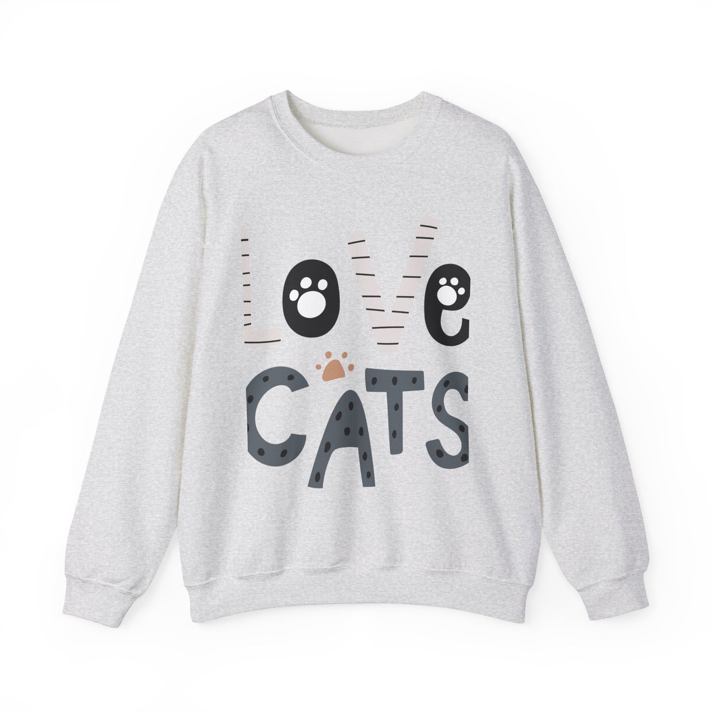 Crewneck Sweatshirt Cute “Love Cats” Design