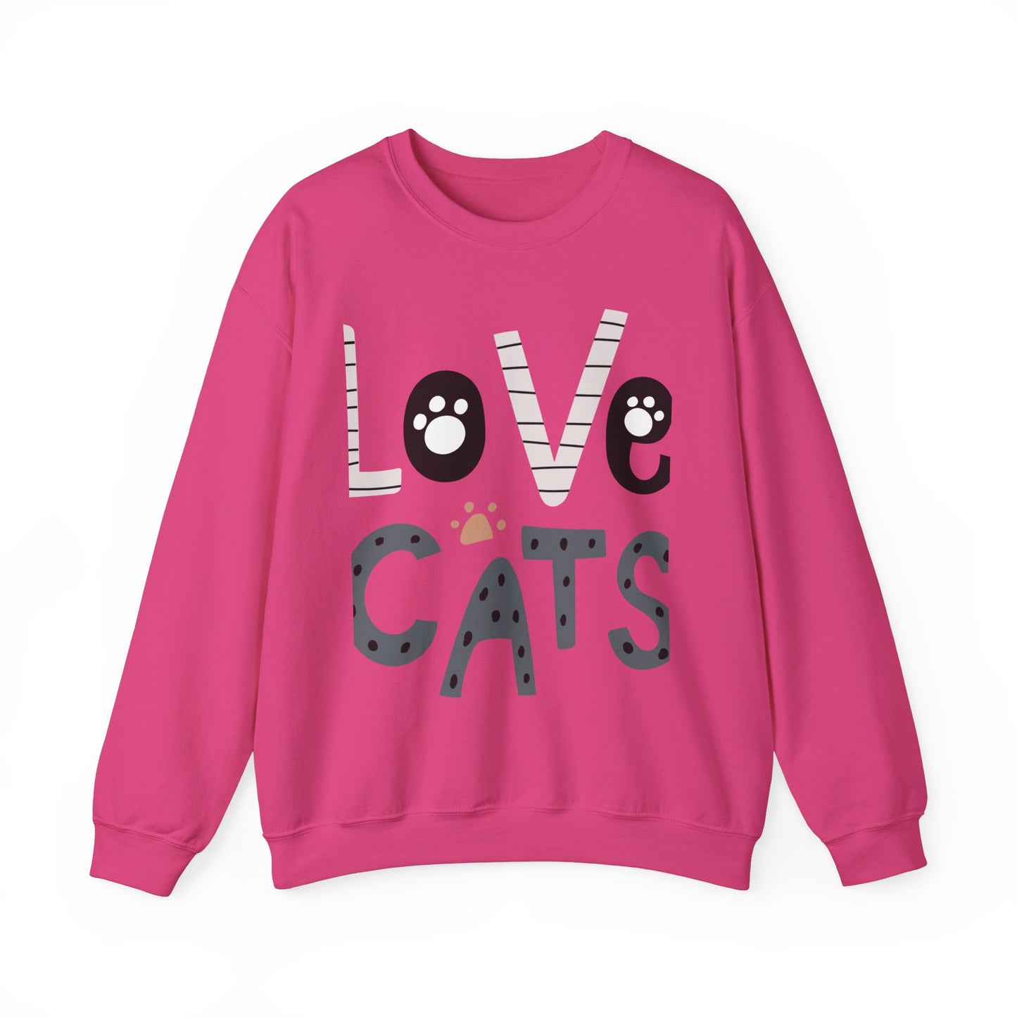 Crewneck Sweatshirt Cute “Love Cats” Design