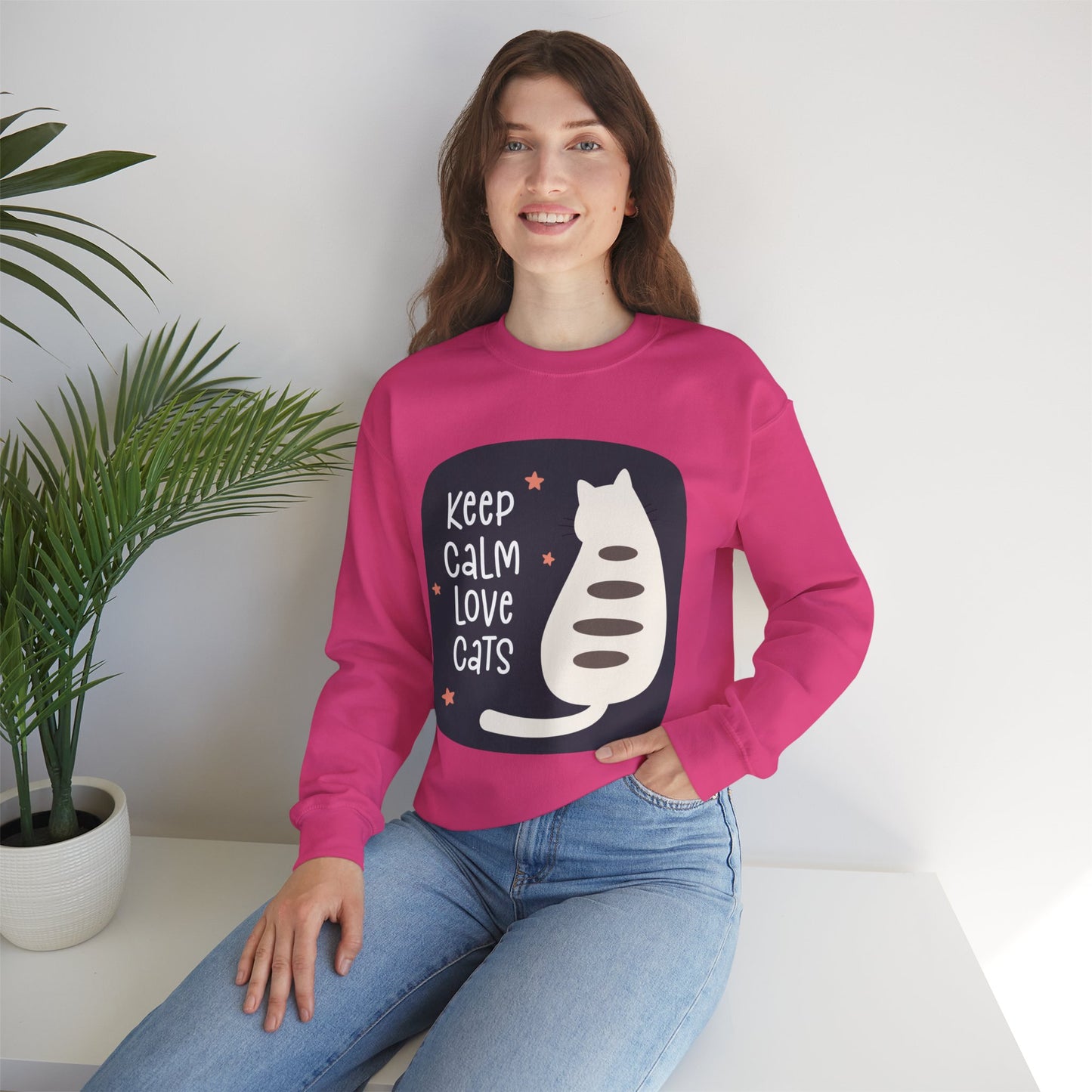 Keep Calm Love Cats Crewneck Sweatshirt