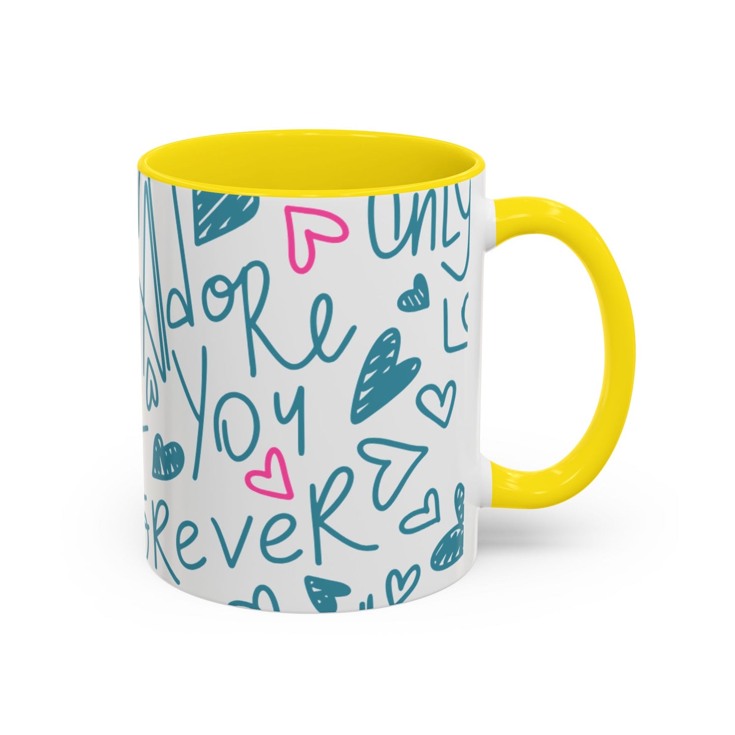 Mug - Cute Light Blue 'I Adore You' Valentines Day Ceramic Mug (11, 15oz)