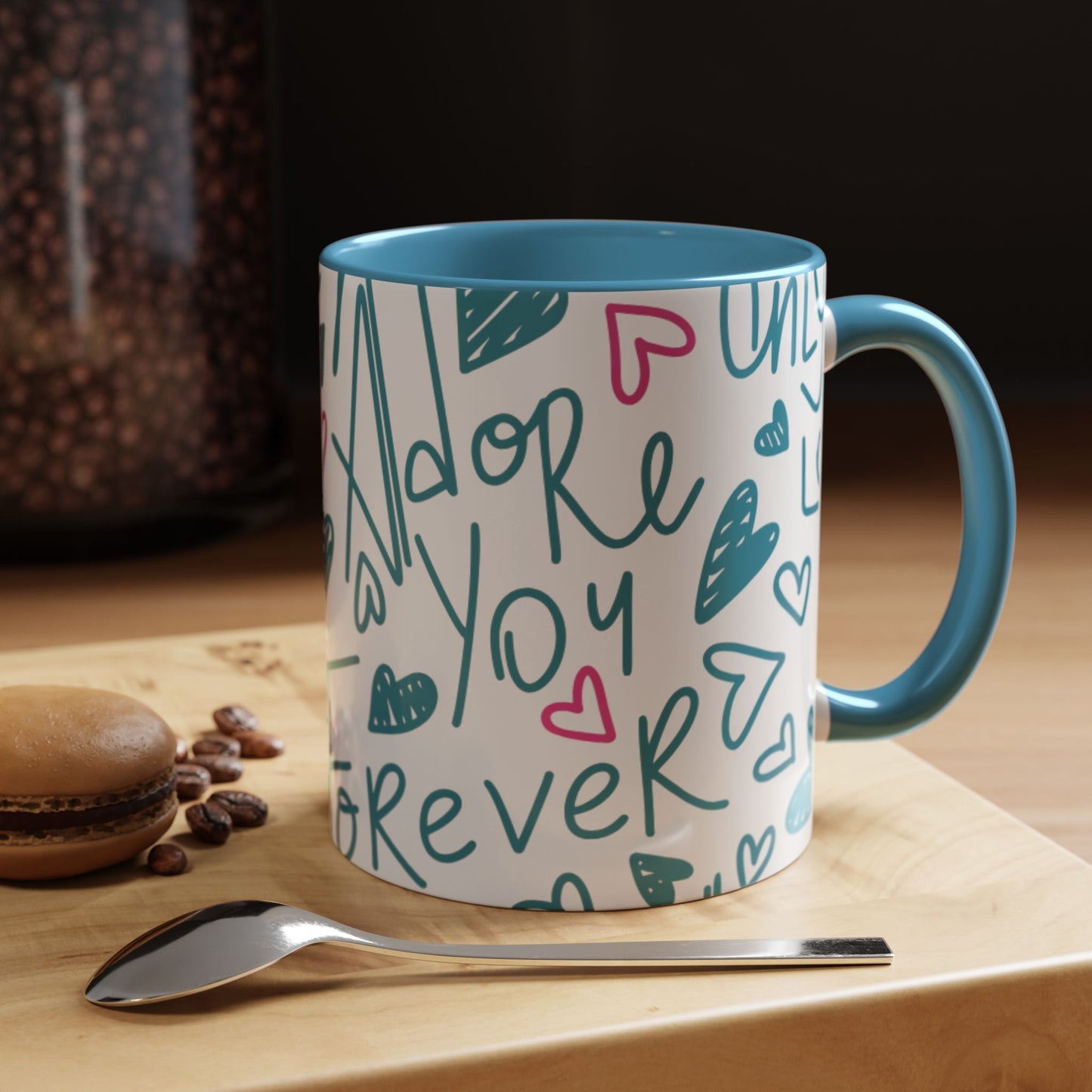 Mug - Cute Light Blue 'I Adore You' Valentines Day Ceramic Mug (11, 15oz)