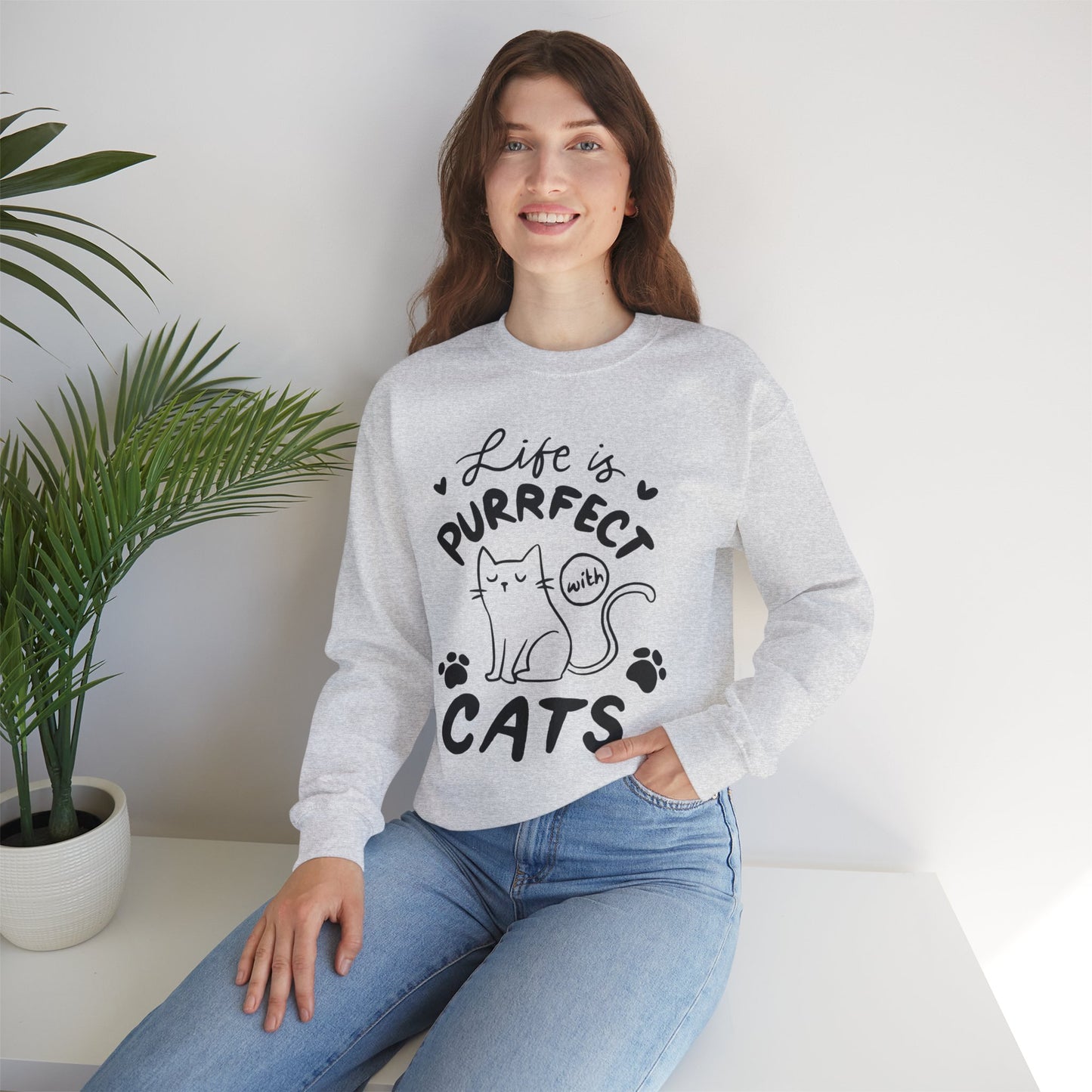 “Life is Purrrfect” Crewneck Sweatshirt