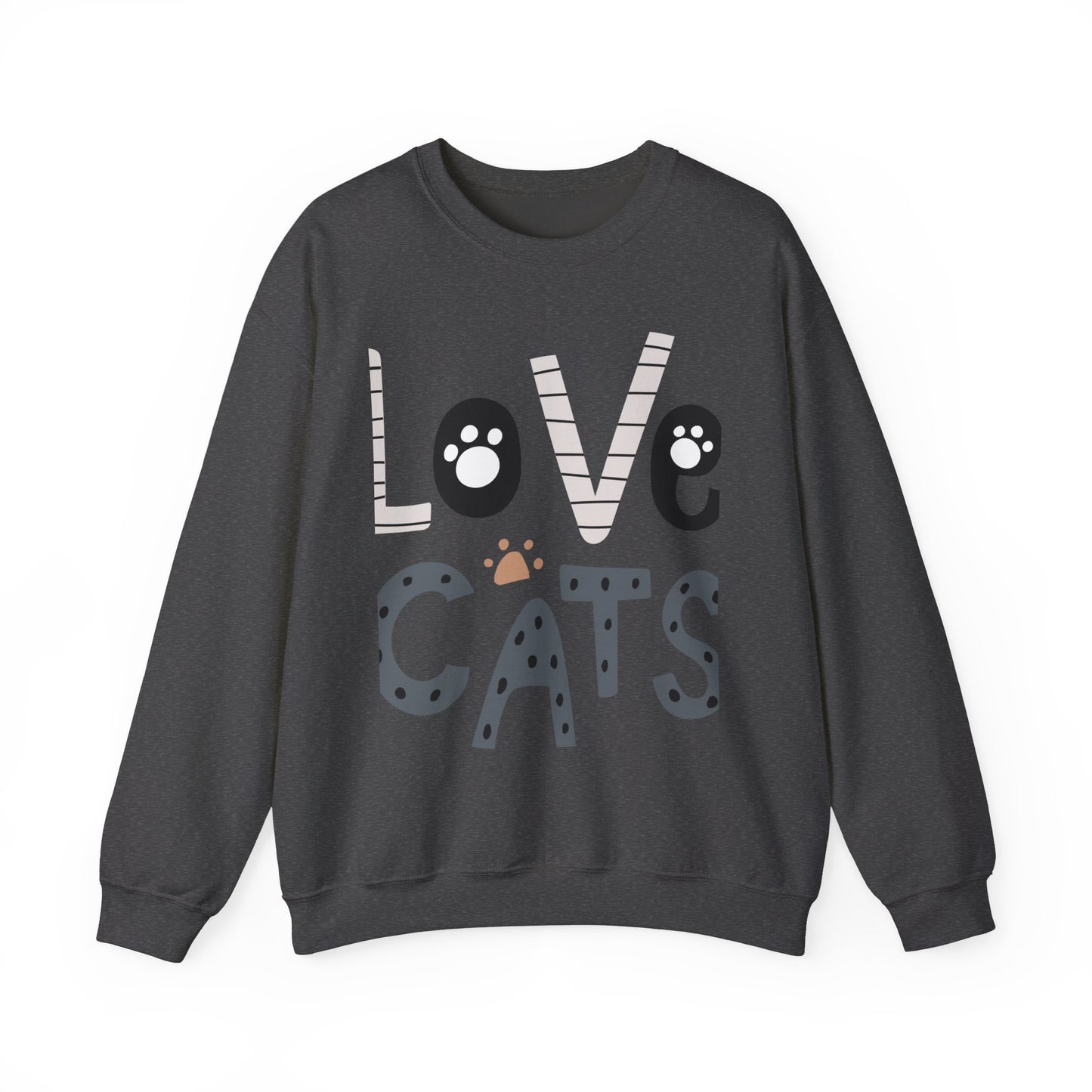 Crewneck Sweatshirt Cute “Love Cats” Design