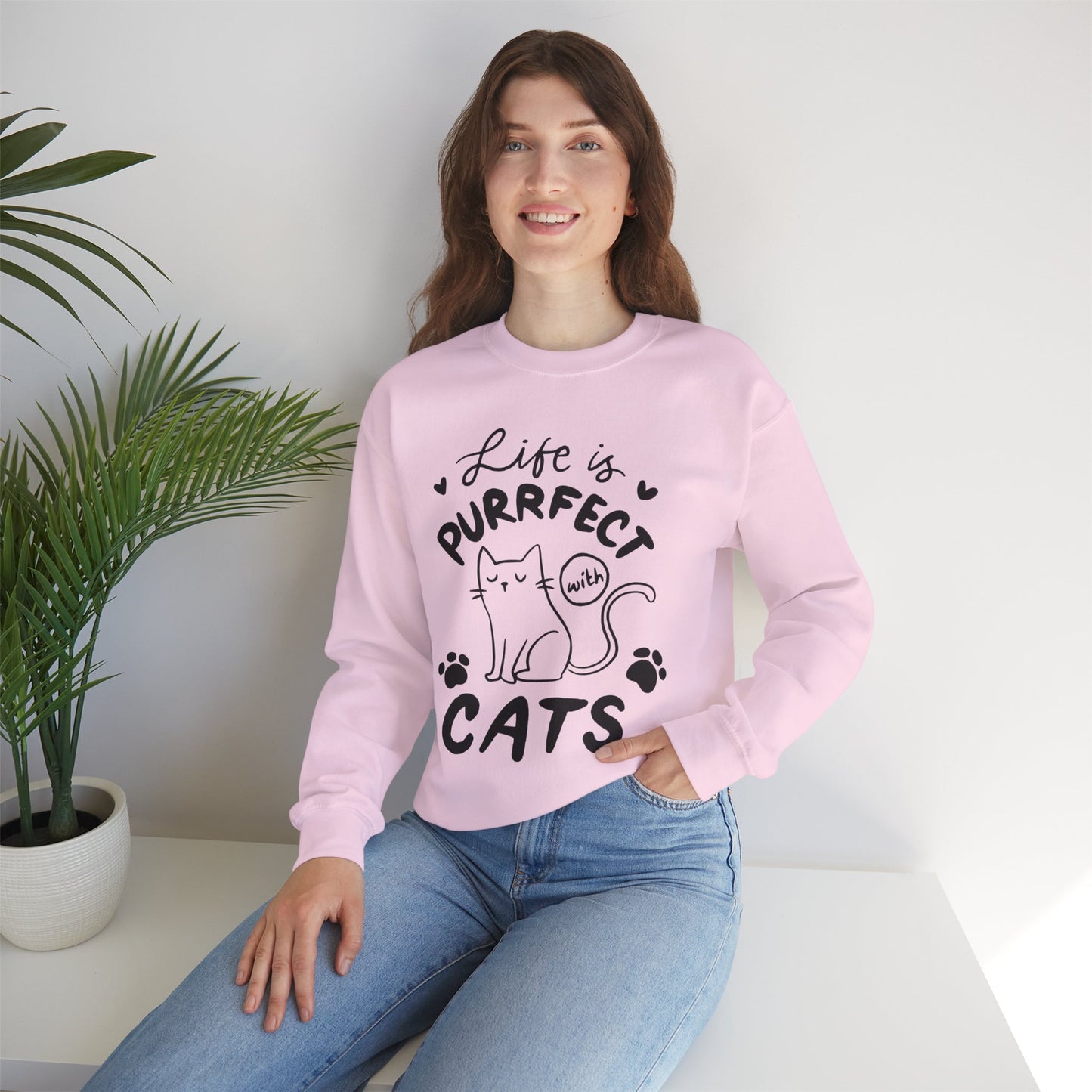 “Life is Purrrfect” Crewneck Sweatshirt