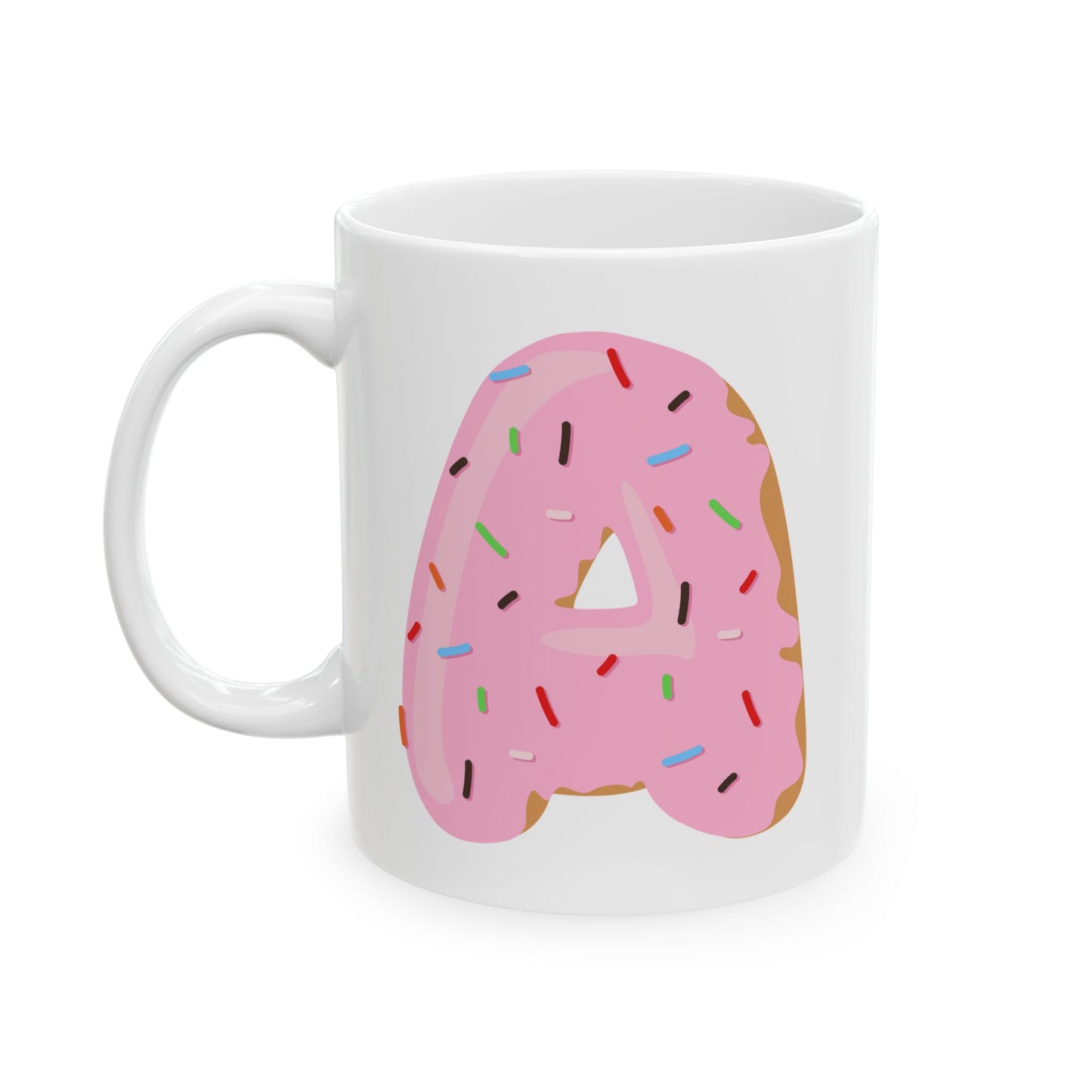 Letter “A” Ceramic Coffee Mug Donut Print