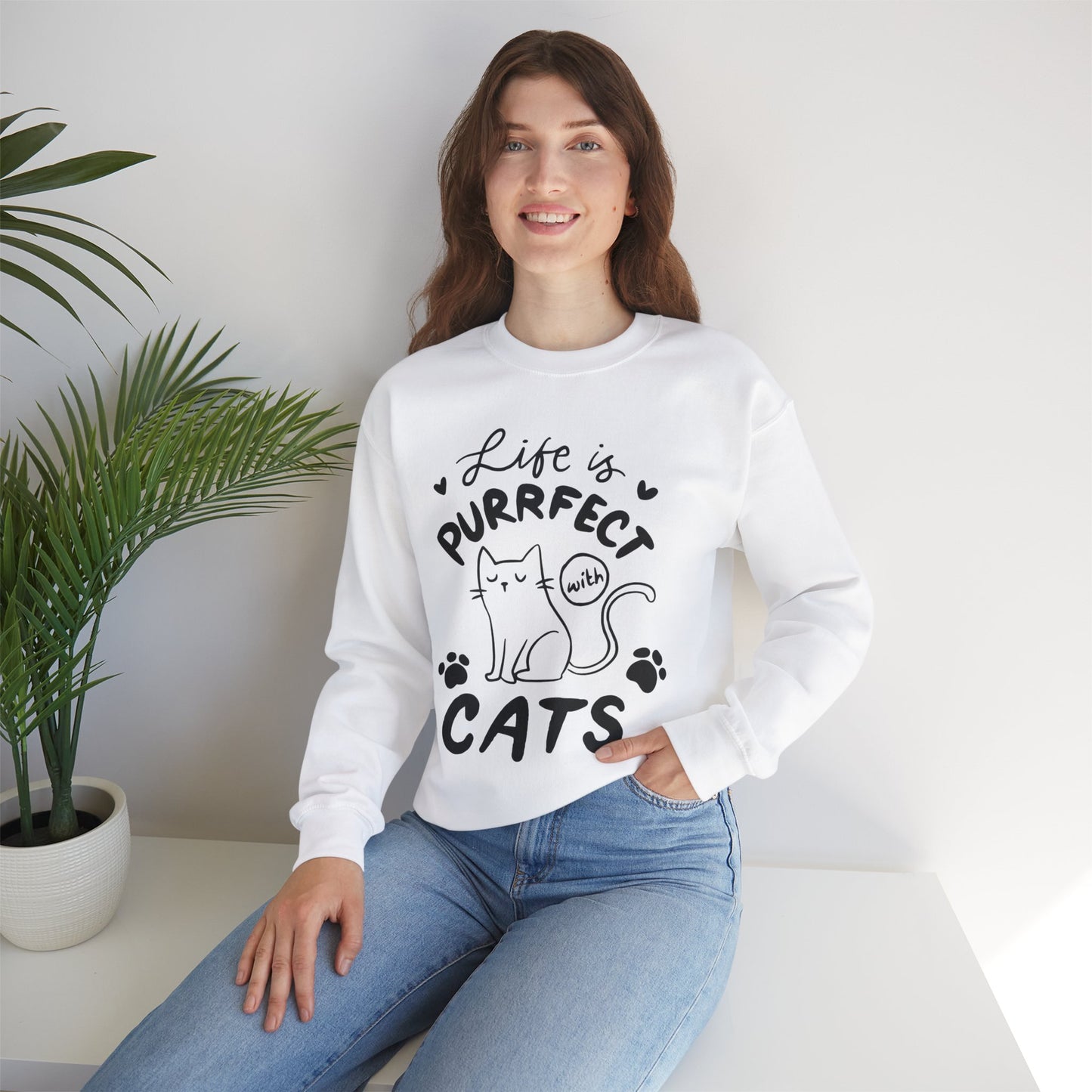 “Life is Purrrfect” Crewneck Sweatshirt